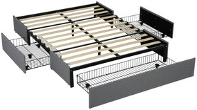 Estrutura de Cama de Casal "Storage" - 140x190 cm - Cinza - Design com