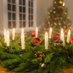 Conjunto de 30 velas LED para árvore de Natal com pilhas 1,5 x 10,5 cm (Ø x A) Branco Quente (Luz) + Creme (Vela)