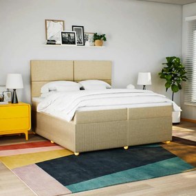 vidaXL Cama com molas/colchão 200x200 cm tecido cor creme