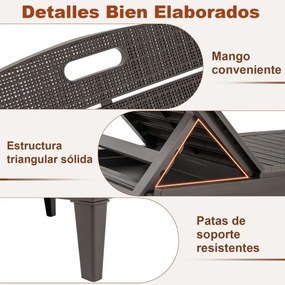 Conjunto de 2 espreguiçadeiras de Jardim 156 x 55 x 83 cm em PP com encosto ajustável em 4 posições Fácil montagem Castanho