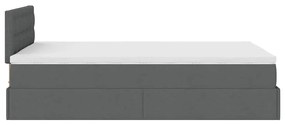 Cama otomana com colchão&amp;LEDs 120x200 cm tecido cinzento escuro