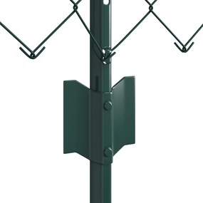 Cerca de Cadeia com 10 Postes em U Verde 0.8x10 m Aço