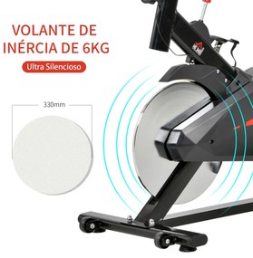 Bicicleta Estática Spinning com Monitor LCD Volante de Inércia de 6kg Assento e Guidão com Altura Ajustável Resistência Regulável 85x46x114cm Preto e