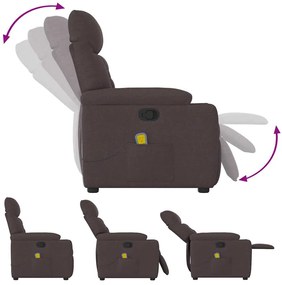 Poltrona de massagens reclinável tecido castanho-escuro