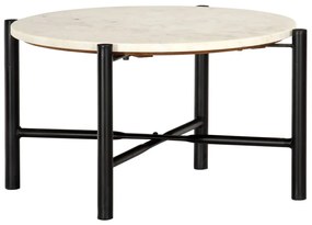Mesa de centro 60x60x35cm pedra genuína textura mármore branco