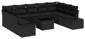 Conjunto de Sofás de Jardim com 10 peças e almofadas bege em polyratta