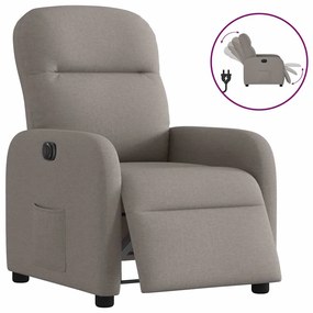 vidaXL Poltrona elétrica reclinável tecido cinzento-acastanhado
