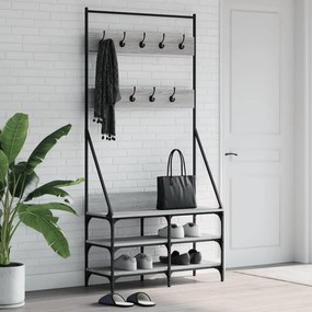 vidaXL Bengaleiro com arrumação calçado 90x34x184 cm cinza sonoma