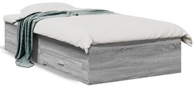 vidaXL Estrutura de cama c/ gavetas derivados madeira cinza sonoma