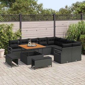 Conjunto de Sofá de Jardim - 12 Peças com Almofadas em Rattan Sintétic
