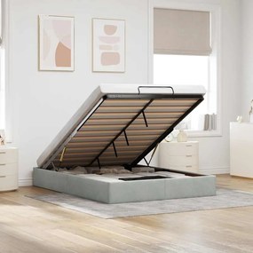 vidaXL Otomano Bed Frame No Colchão Cinzento Claro 140x190 cm Veludo