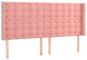 Cama com molas/colchão 160x200 cm veludo rosa