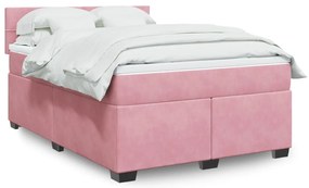 Cama com molas/colchão 160x200 cm veludo rosa