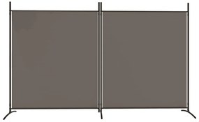 Divisória/biombo com 2 painéis 348x180 cm tecido antracite