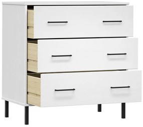Aparador 3 gavetas 77x40x79,5 cm madeira maciça OSLO branco
