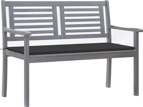 vidaXL Banco de jardim 2 lugares c/ almofadão 120 cm eucalipto cinza