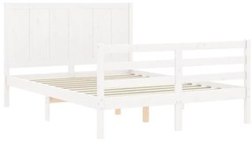 Estrutura de cama com cabeceira 140x200cm madeira maciça branco