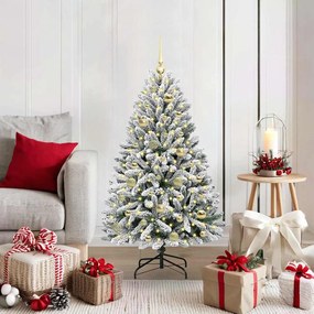 vidaXL Árvore de Natal Artificial Verde e Branco 120 cm PVC e Metal
