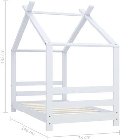 Estrutura de cama para crianças 70x140 cm pinho maciço branco