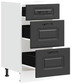 Armário de cozinha baixo Kalmar madeira artificial preto