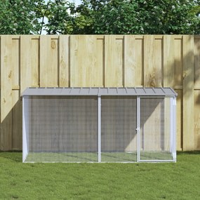 vidaXL Galinheiro com teto 203x98x90 cm aço galvanizado cinza-claro