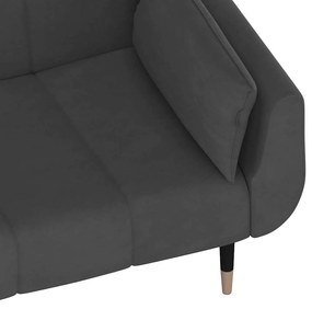 Sofá-cama 2 lugares com duas almofadas veludo cinzento-escuro
