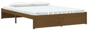 Estrutura cama king 150x200 cm madeira maciça castanho-mel