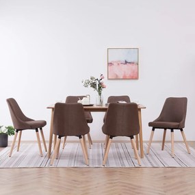 vidaXL Cadeiras de jantar 6 pcs tecido castanho