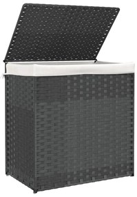 Cesto p/ roupa suja c/ 2 secções 53x35x57 cm vime PE cinzento