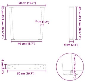 Mesa de jantar pernas 2 pcs forma de V 50x(42-43,3)cm aço preto