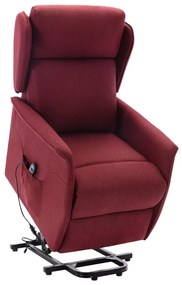 vidaXL Poltrona elevatória tecido vermelho tinto