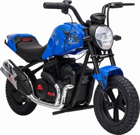 AIYAPLAY Moto Cross Elétrica Infantil Estilo Harley 24V Motor 180W, 6-12 Anos, Pneus de 30 cm em Borracha, Azul | Aosom Portugal