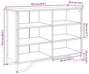 Aparador 101x35,5x74,5 cm derivados de madeira cinzento sonoma