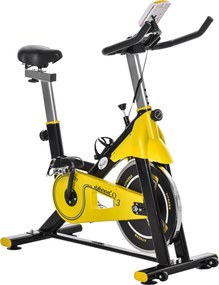 HOMCOM Bicicleta Estática com Resistência Ajustável Ecrã LCD Guiador e Assento Ajustáveis 45,5x100x101-113 cm Amarelo e Preto | Aosom Portugal