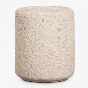 Pack De 2 Mesas De Cabeceira Redondas Ø35 Cm Em Cimento Elyndra Terrazzo Bege - Sklum