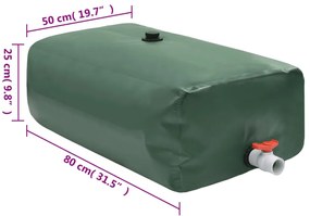 Depósito de água dobrável com torneira 100 L PVC