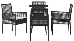 Conjunto de Jantar de 5 Peças para Jardim Preto Polirattan