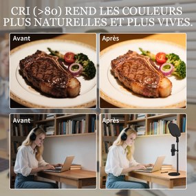 Candeeiro de secretária LED com regulação de intensidade, 5 modos de cor, 10 níveis de luminosidade, porta USB, temporizador e suporte para telemóvel,