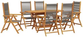 Mesa de Jardim Dobrável Manual 7 pcs Cinzeto