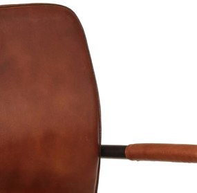 Poltrona de couro genuíno castanho