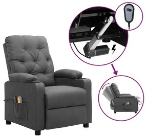 vidaXL Poltrona de massagens elétrica tecido cinzento-claro