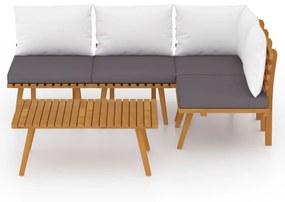 5 pcs conjunto lounge de jardim com almofadões acácia maciça