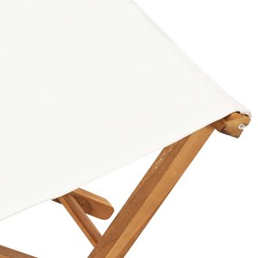 Cadeiras dobráveis 2 pcs teca maciça e tecido branco nata