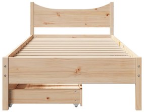 Estrutura de cama c/ gavetas 90x200 cm madeira de pinho maciça