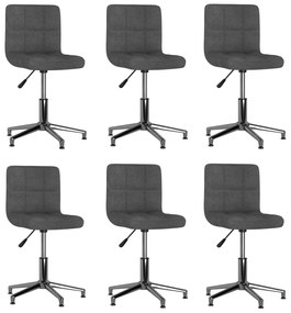 vidaXL Cadeiras de jantar giratórias 6 pcs tecido cinzento-escuro