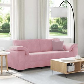 vidaXL Sofá de 3 lugares 220x77x82 cm veludo rosa