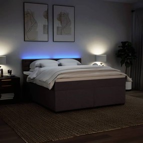 Cama com molas/colchão 180x200 cm tecido castanho-escuro