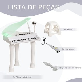 AIYAPLAY Piano Eletrónico para Crianças com 32 Teclas Piano com Microf