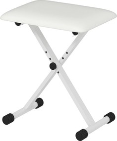 Banco de piano dobrável, banco de piano com altura ajustável, assento estofado em PU, 39 x 29 x 37-47 cm, branco