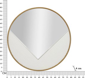 ESPELHO DE PAREDE TOLOSA Ø 80X4 CM BRANCO E DOURADO